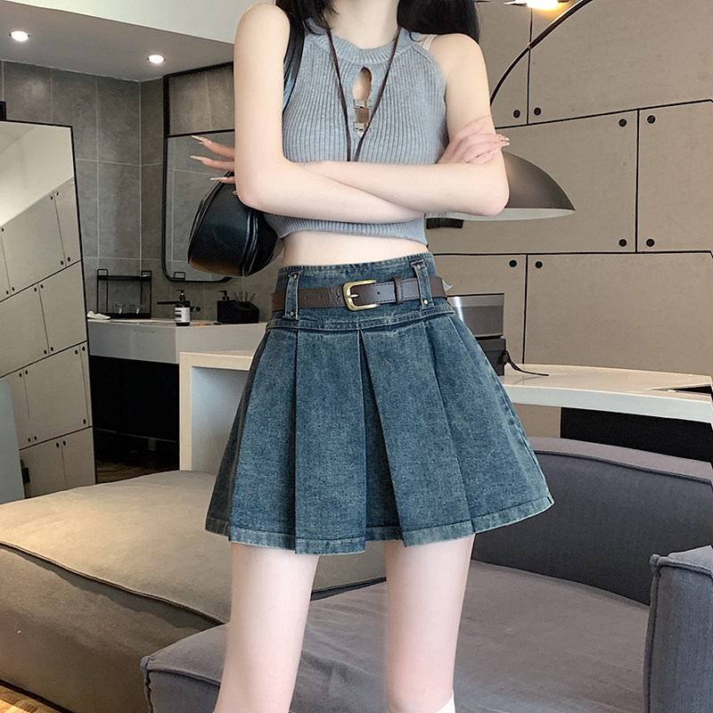 蓝色牛仔半身裙女春夏季