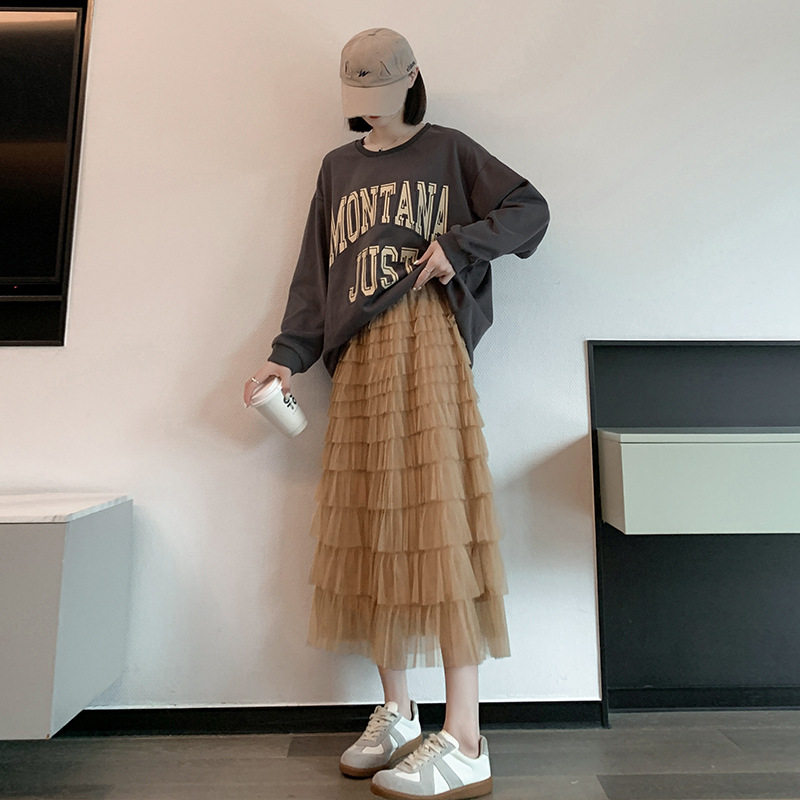 蛋糕裙长款白色半身裙女