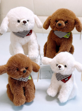 贝洋洋围巾贵宾犬玩偶蹲姿泰迪狗狗公仔儿童生日礼物兑换娃娃