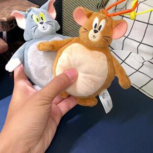 正版猫和老鼠圆扁形挂件汤姆猫斯派克可爱搞怪毛绒背包小挂饰礼物