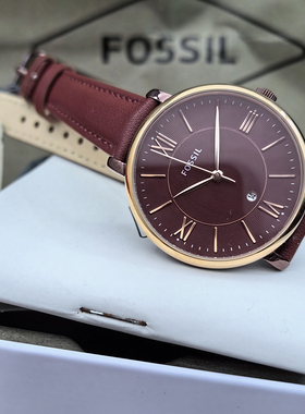 新款FOSSIL手表真皮表带轻奢时尚啡色简约休闲时尚石英表防水女表
