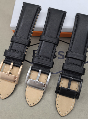 FOSSIL表带22MM通用黑色牛皮表带适合ME1099ME3101ME3104手表配件