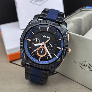 FOSSIL不锈钢酷黑三眼计时商务休闲石英表防水男表FS5164FS4662