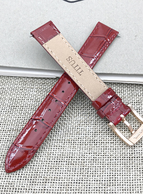 TITUS铁达时表带酒红色竹节纹光面16MM18MM20MM手表配件送工具