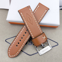 FOSSIL真皮表带棕色偏厚24MM通用适配ME3135手表配件快拆表带