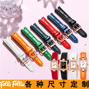 现货Folli Follie芙丽表带真皮16MM凹口表带适合WF13B037SSS手表