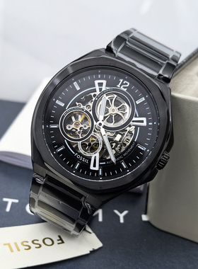 FOSSIL手表不锈钢轻奢时尚黑色商务休闲自动机械表防水男表BQ2621