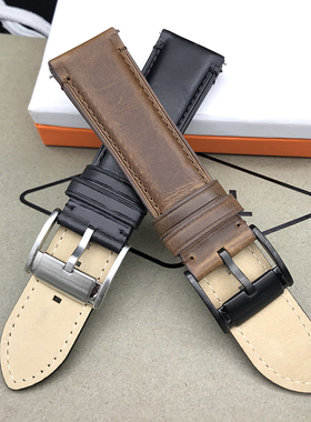 FOSSIL皮表带真皮针扣24MM头层牛皮黑色复古棕男士手表配件