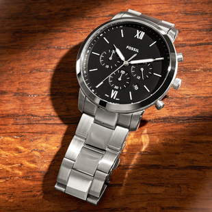 FOSSIL手表不锈钢三眼计时日历商务休闲石英机芯防水男表FS5384