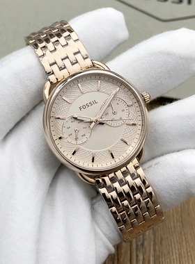 新款FOSSIL手表不锈钢玫瑰金星期石英女表ES3712ES3713ES3714包邮