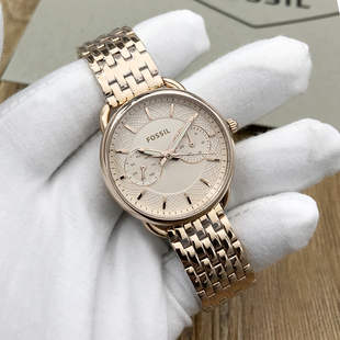 包邮 新款 FOSSIL手表不锈钢玫瑰金星期石英女表ES3712ES3713ES3714