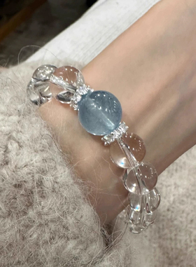 海蓝宝白水晶手串女2025新款爆款轻奢小众高级感送女友情人节