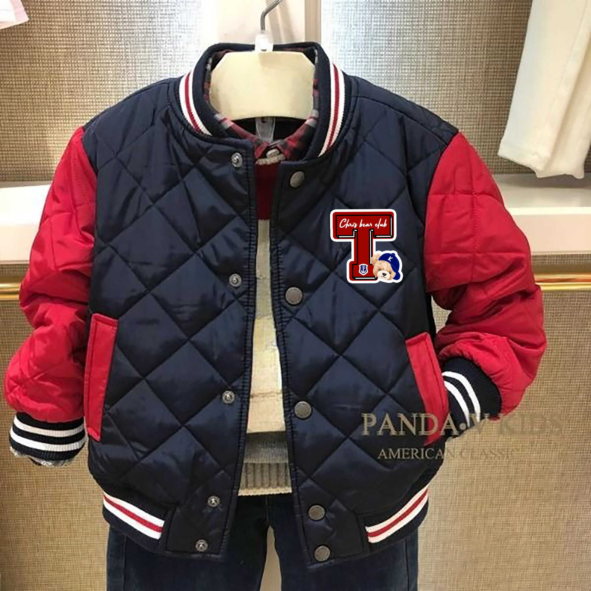 chris童装25冬季新款男童棉服中大童洋气潮休闲夹克棒球服童外套