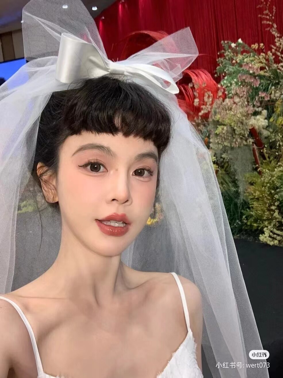 头纱新娘主婚纱中长款多层蝴蝶结头纱