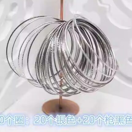 欧美复古多层多圈银枪黑手镯女复古简约百搭时尚个性气质