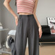 裤 高个子休闲百搭天丝高腰阔腿裤 女春秋款 灰色加长版 2025新款 西装