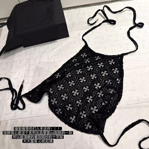 黑花园十字架丝绒背心吊带上衣