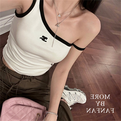 ootd小标刺绣背心/撞色短袖T