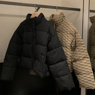 小众设计感洋气慵懒休闲面包服 新款 樊樊 字母老花羽绒棉服女冬季