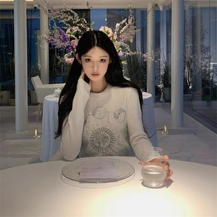 高级百搭显瘦长袖 樊樊 清透感重工占星刺绣针织上衣女春新款