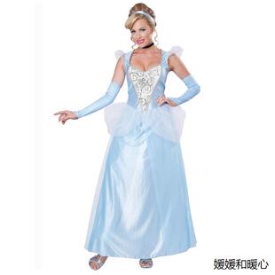 仙蒂公主裙成人蓝色礼服童话故事灰姑娘cos服装一件代发