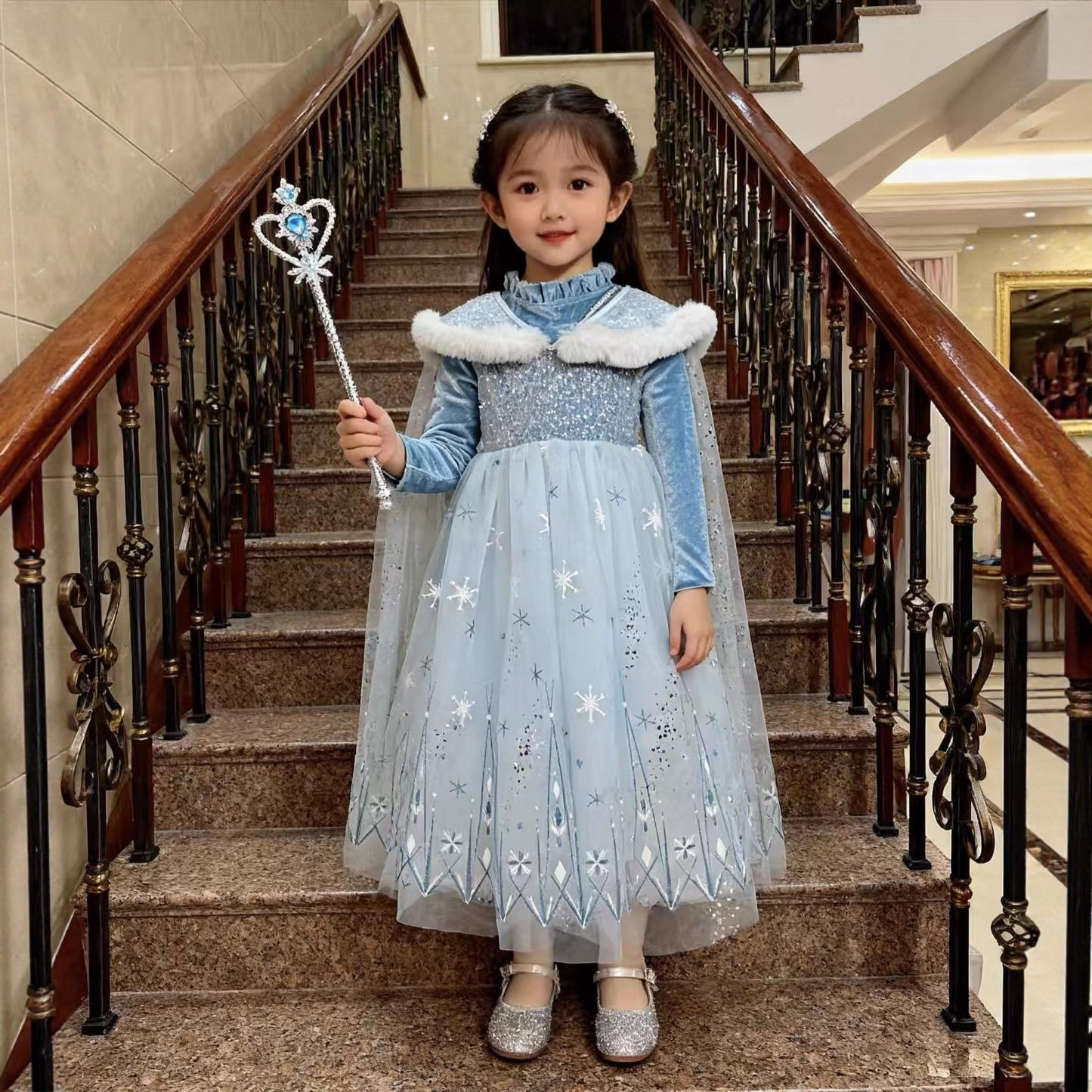 高品质儿童韩国绒连衣裙蝴蝶结爱莎公主裙女童秋冬款礼服裙子,童装/婴儿装/亲子装,汉服,淘宝优惠券,粉丝福利购,淘宝优惠卷