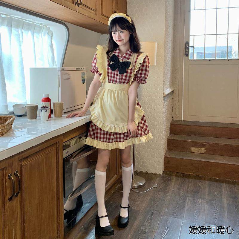 万圣节服装lolita女仆装厨娘日常红白格子cospaly女佣萝莉连衣裙,童装/婴儿装/亲子装,儿童演出服,淘宝优惠券,粉丝福利购,淘宝优惠卷