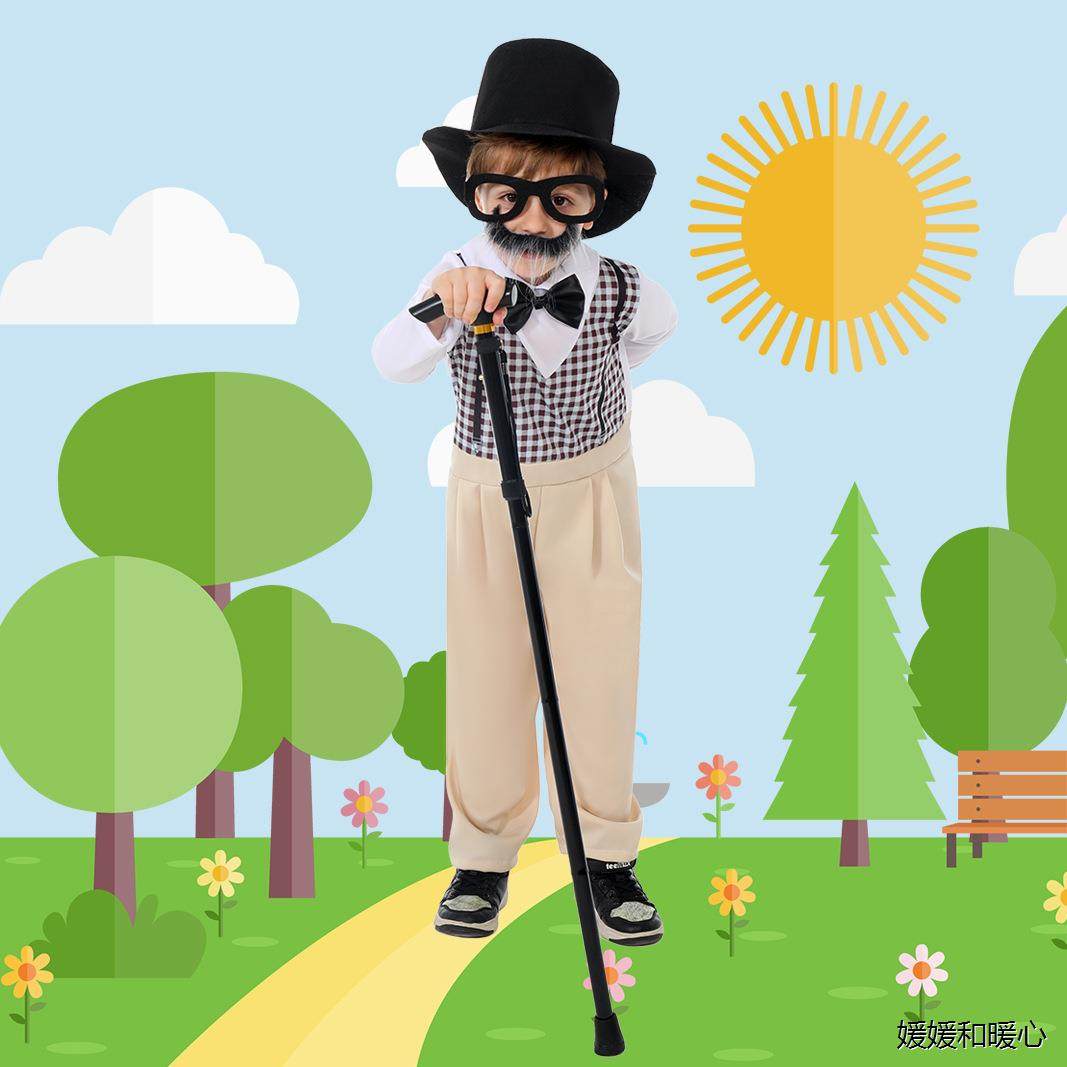 2025百天上学日老爷爷儿童演出服万圣节搞怪表演服扮演出服cos服,模玩/动漫/周边/娃圈三坑/桌游,动漫T恤/鞋帽/服装,淘宝优惠券,粉丝福利购,淘宝优惠卷