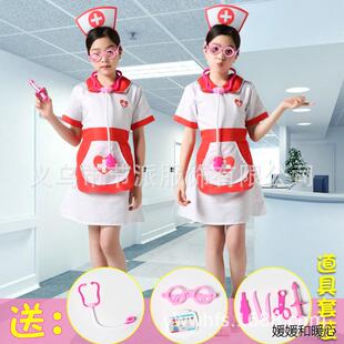 跨境儿童医生护士服cosplay职业体验游戏表演服 万圣节演出服装