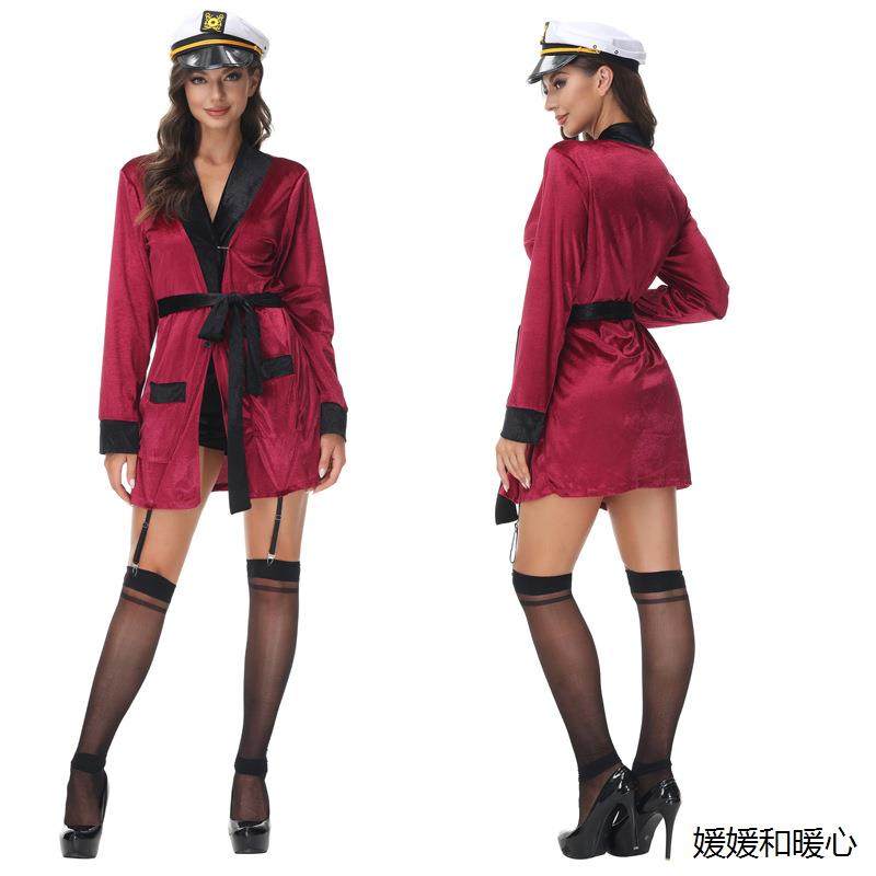 空乘角色扮演 改良版酒红长袖绒布短款浴袍 酒吧舞台服装睡衣派对,童装/婴儿装/亲子装,儿童演出服,淘宝优惠券,粉丝福利购,淘宝优惠卷