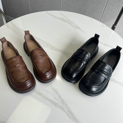 纳帕牛皮真皮复古高端乐福鞋女英伦风厚底单鞋春秋巨好穿！软底！