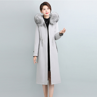 可拆卸内胆鹅绒服女2025冬新长款 大衣 过膝派克羽绒大毛领气质修身