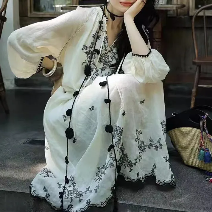2024夏季新款设计感修身印花连衣裙