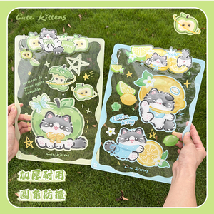 青苹果小猫夹板写字板垫板学生a4板夹亚克力文件夹新款透明ins风