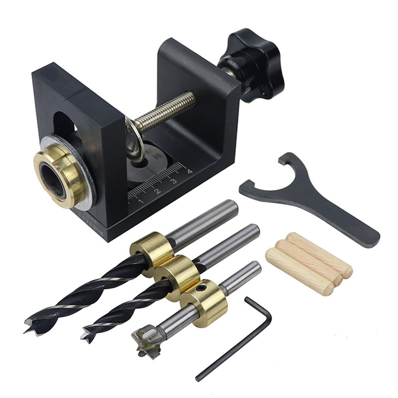 木工三合一打孔定位器圆木榫二合一木工工具板式家具连接件打孔器