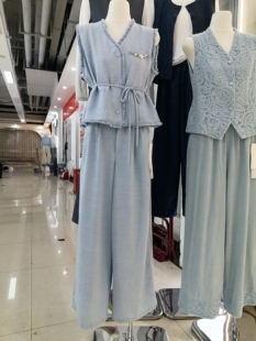 高级感显瘦棉麻两件套裤 2026春欧韩时尚 休闲马甲阔腿裤 女无袖 套装