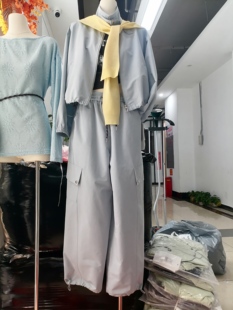 2026冬欧韩时尚套装女立领外套背心工装阔腿裤宽松百搭三件套裤潮