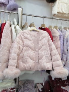 2026冬新中式国风提花白鸭绒羽绒服女小个子保暖羽绒外套真狐狸毛