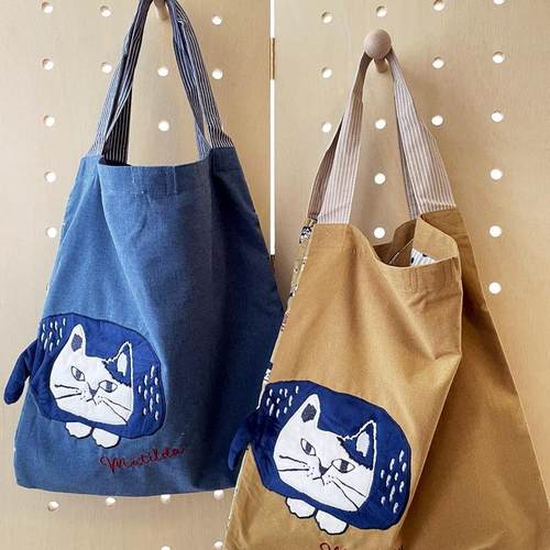 大容量双袋分隔手提布包单肩包流浪包 出口日本kusuguru正品