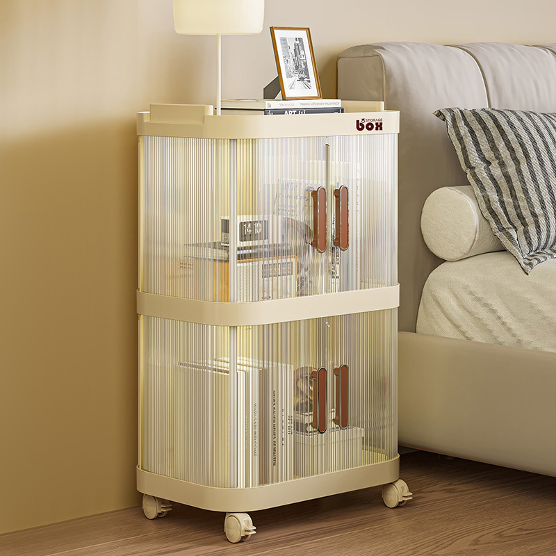 卧室床头收纳柜零食储物柜可移动玩具整理柜客厅家用多层透明置物