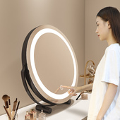 化妆镜台式 桌面led带灯补光化妆台镜子可旋转宿舍网红少女心ins风