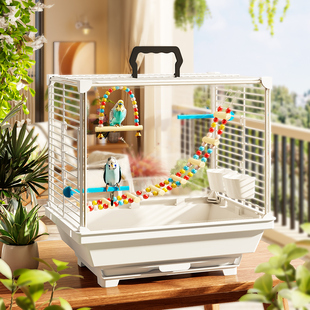 宠物鸟笼鹦鹉笼防飞溅横丝玄凤虎皮牡丹专用新型透明别墅两层大号