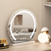 化妆镜子台式 桌面led带灯补光充电梳妆台旋转宿舍网红少女心ins风