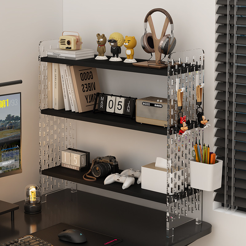 桌面置物架亚克力洞洞板收纳架学生家用桌上书架多层办公桌整理架