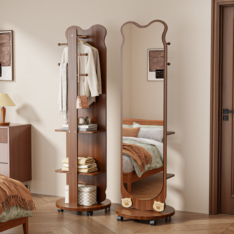 可旋转移动全身镜穿衣镜衣帽架