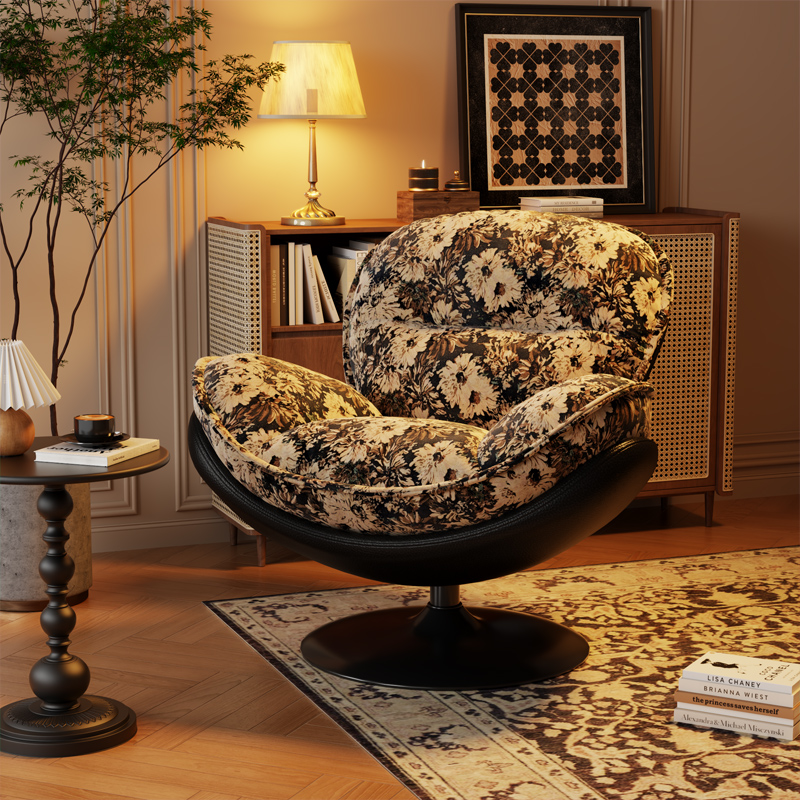 沙发椅2025新款单人覆古躺椅客厅阳台小户型蛋壳椅懒人沙发旋转椅