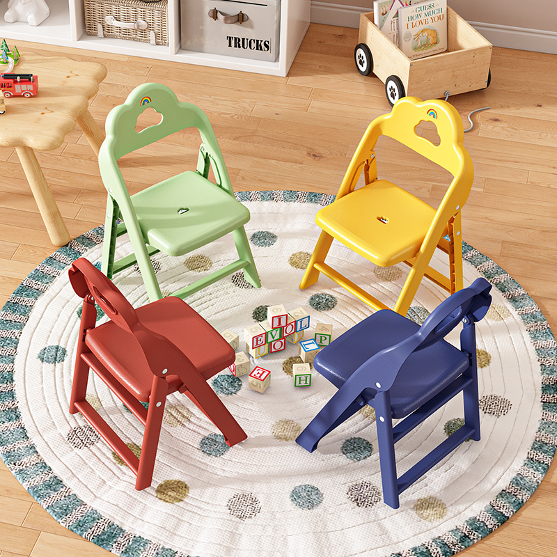 折叠小凳子便携式儿童凳子家用客厅矮凳靠背椅宝宝餐椅浴室洗澡凳