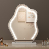 网红云朵化妆镜台式 LED灯桌面旋转异形化妆镜带补光美妆镜子ins风