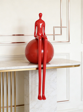 可定制抽象坐姿长腿人物雕塑摆件