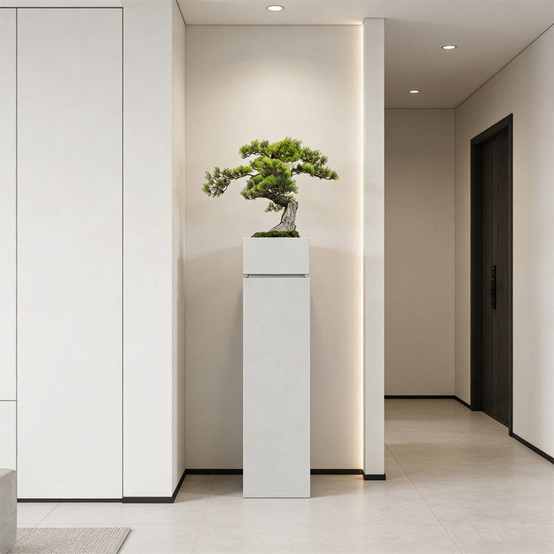 可定制大理石落地花盆仿真迎客松盆景样板房酒店茶室禅意橱窗摆件